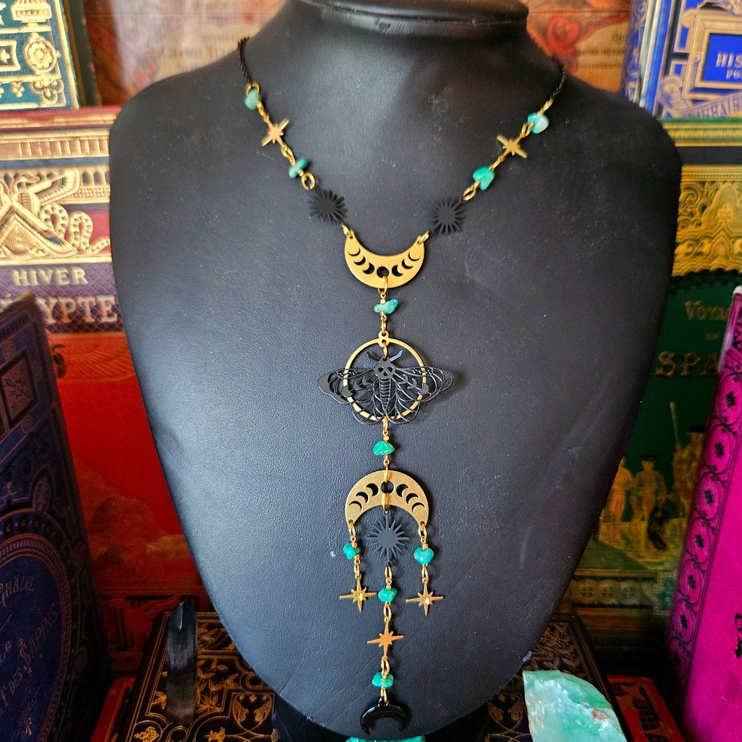 Leanan - Collier univers ésotérique / Wicca - féérique, pierres de chrysoprase