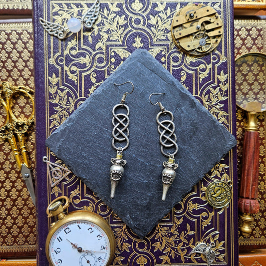 Harry Potter - Boucles d'oreilles argentées noeud celtique et potion polynectar