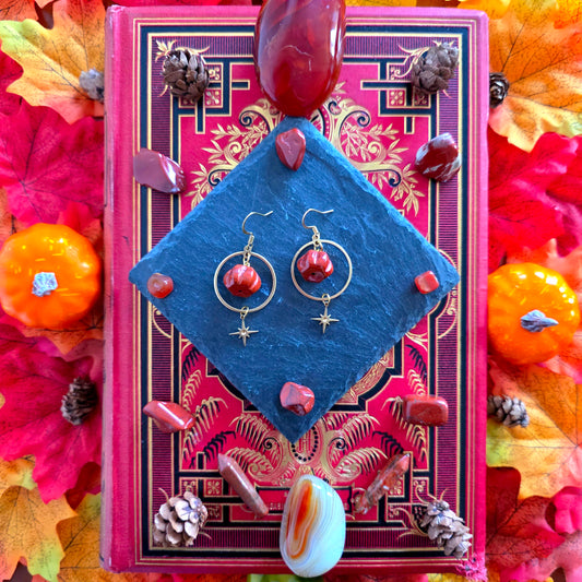Samhain - Boucles d'oreilles "Automne" citrouilles cercles étoiles laiton - Les Rouages du Temps