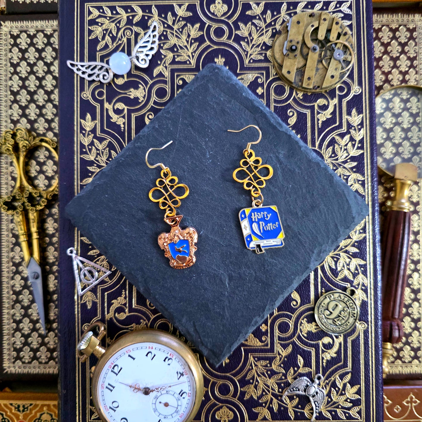 Harry Potter - Boucles d'oreilles dorées Serdaigle - Les Rouages du Temps